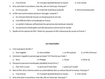 Intouchables (le film) : questionnaire