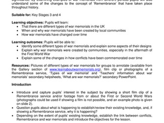 What are war memorials secondary lesson plan