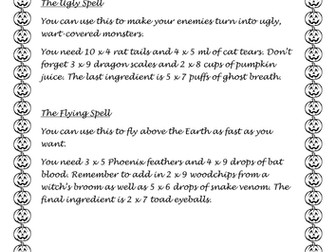 Halloween times tables