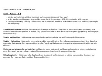 Music SoW for whole school for one half term.