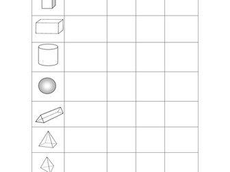 3D shapes worksheet