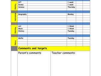 Homework Timetable