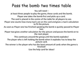 2 times table facts - Pass the bomb