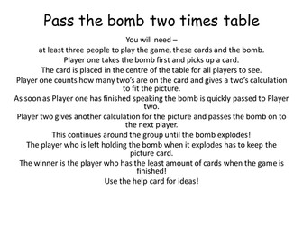2 times table facts - Pass the bomb