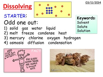 Particles lesson 5 KS3 Year 7 - Dissolving