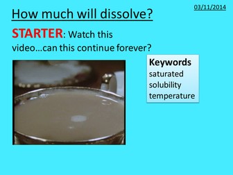 Particles lesson 6 KS3 Year 7 - Solubility & temp.
