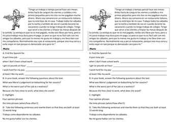 Part time jobs reading comprehension