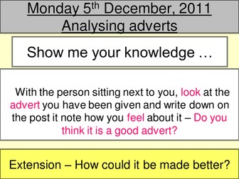 Writing AF2AF3 Analysing ads Ofsted Outstanding