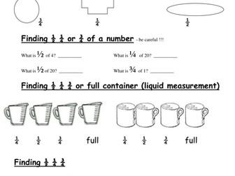 Half  Quarter  Three Quarters Worksheets