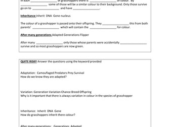 Evolution - variation - inheritance - activity