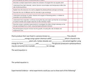 IGCSE- Plants and Food Revision
