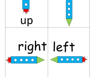 Rocket positional vocabulary cards