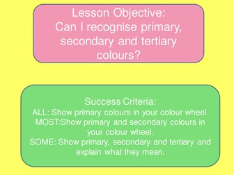 Colour wheel lesson and plenary 'Justin Beibhair'