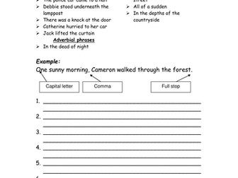 Adverbial phrases worksheet