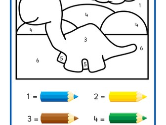 Colour by Numbers TEACCH Activities - Dinosaurs!
