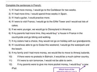 IGCSE French Topic A: if clauses