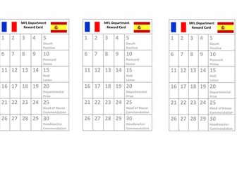 Subject Reward Card Template