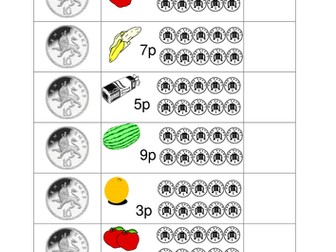 Finding change from 10p, 15p, 20p and £1
