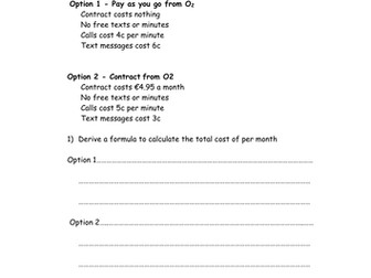 Deriving Formulae for mobile phone contracts
