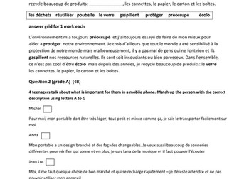 French Reading practice for GCSE