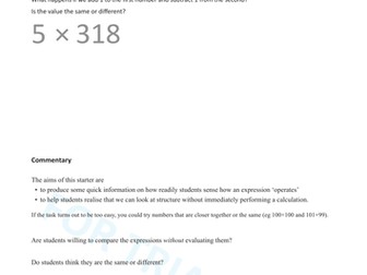 Algebra Starter - Same or Different