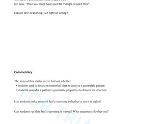 Algebra Starter - Up the Garden Path