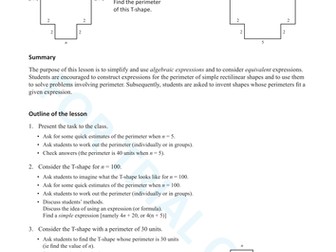 Algebra Lesson - Family of T Shapes