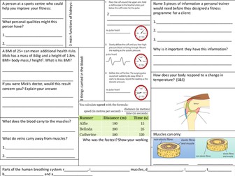 Revision sheet for A1 Sports and Fitness