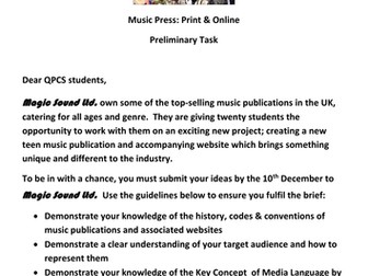 Music Press mock exam and preliminary task