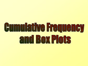 Cumulative Frequency and Box Plots lessons