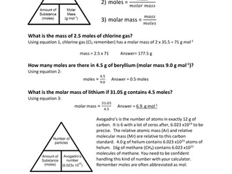 Moles calculations