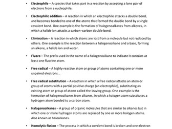 AS Haloalkanes - Definitions
