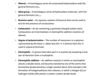 AS Alkenes - Definitions