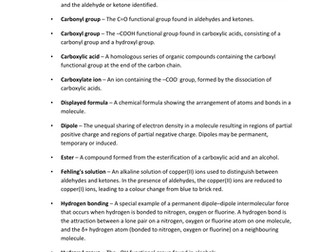 A2 Carbonyl Groups- Definitions