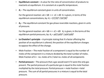 A2 Equilibrium - Definitions