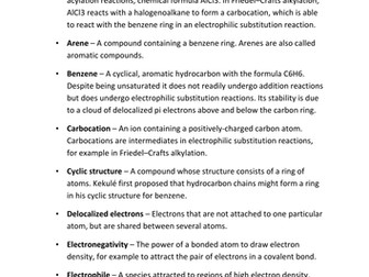 A2 Aromatic Chemistry - Definitions