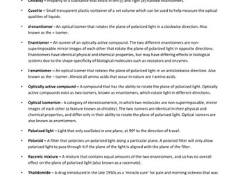 A2 Optical Isomers - Definitions