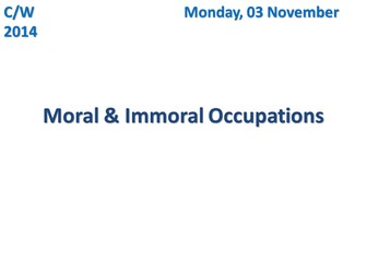 Moral & Immoral Occupations
