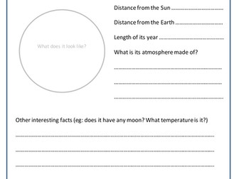 Planet Fact File Research task