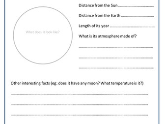 Planet Fact File Research task
