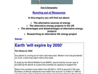 ICT worksheet Renewable Energy research activity