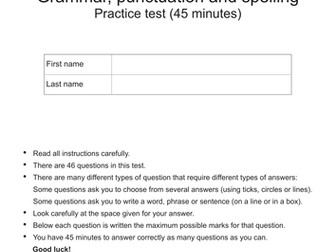 zondle Grammar, Spelling and Punctuation Prac Test
