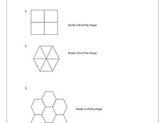 Unit Fractions of Shapes and Amounts: Practice