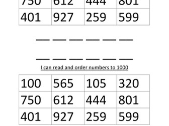 I can read and order numbers to 1000