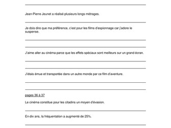 AS French - Cinema AQA vocabulary