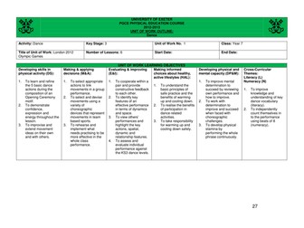 KS3 Dance - London 2012 Olympics UOW
