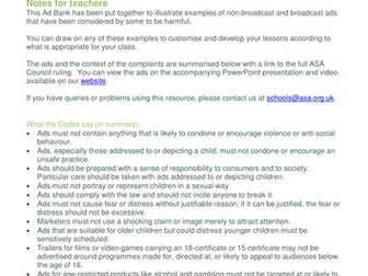 Harmful advertising: non-broadcast ads