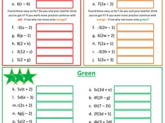 Expanding Brackets Worksheet