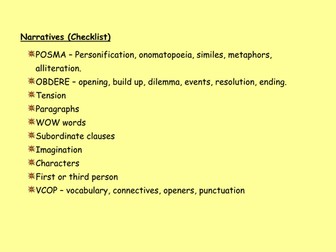 NARRATIVE WRITING LIST