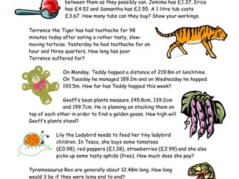 Addition Word Problems (Decimal Numbers)